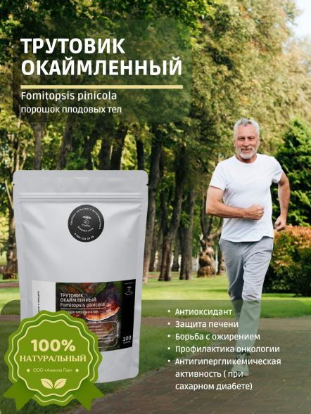 Молотый гриб трутовик окаймленный для чая 100 грамм